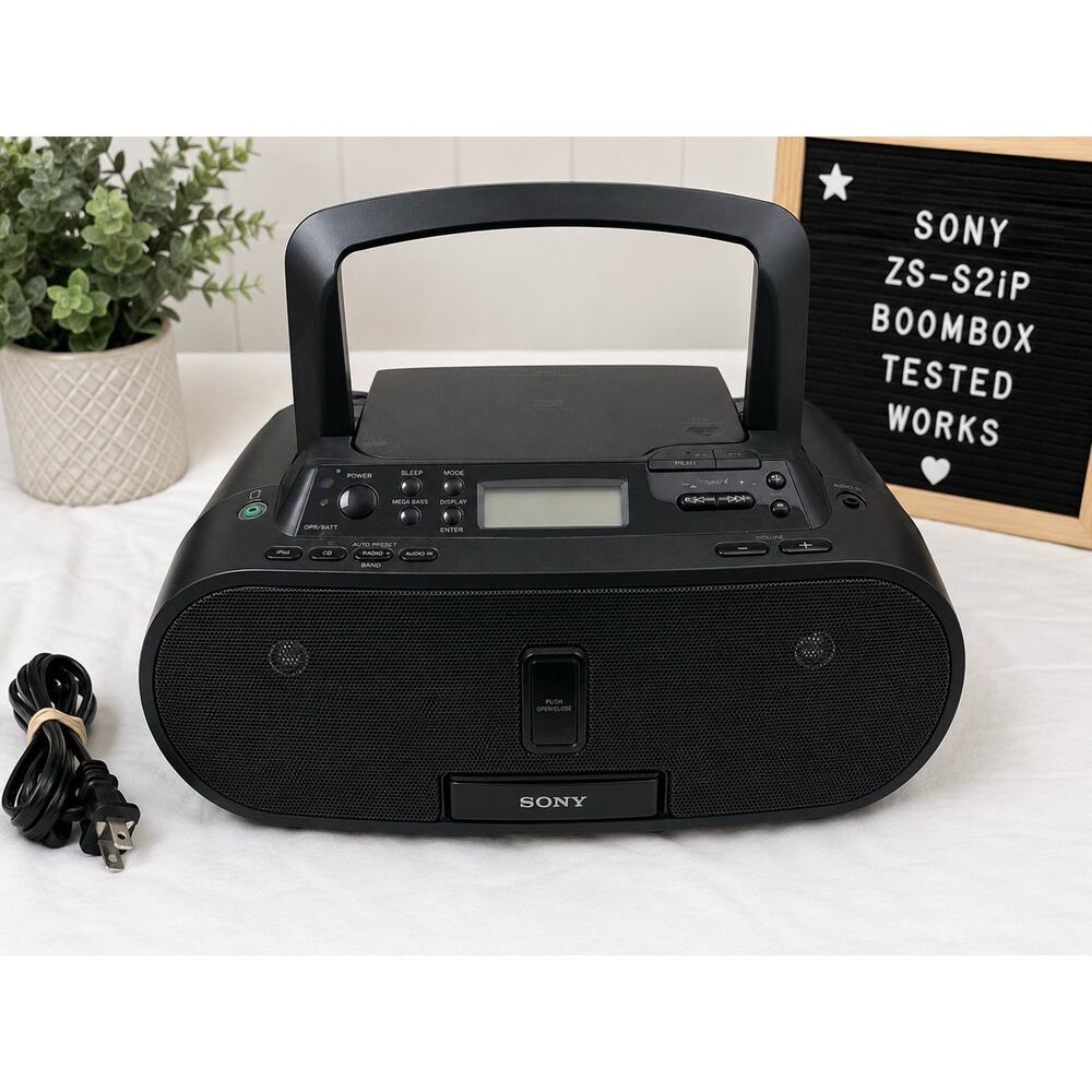 Sony ZS-S2iP Boombox CD Radio iPod Dock Portable Audio System Tested Works